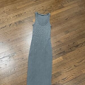 Zara Gray Embellished Midi Dress